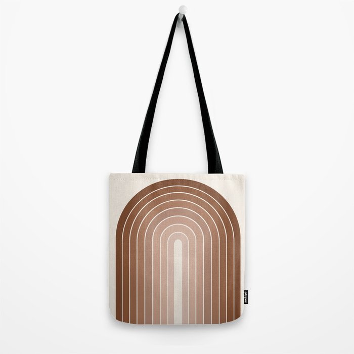 Gradient Arch XII Earthy Neutral Mid Century Modern Rainbow Tote Bag Gallery Image 2