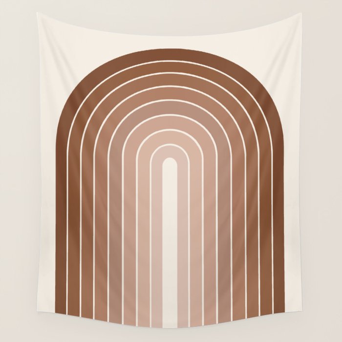 Gradient Arch XII Earthy Neutral Mid Century Modern Rainbow Wall Tapestry Gallery Image 1