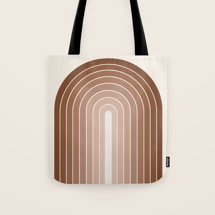 Gradient Arch XII Earthy Neutral Mid Century Modern Rainbow Tote Bag Gallery Image 1