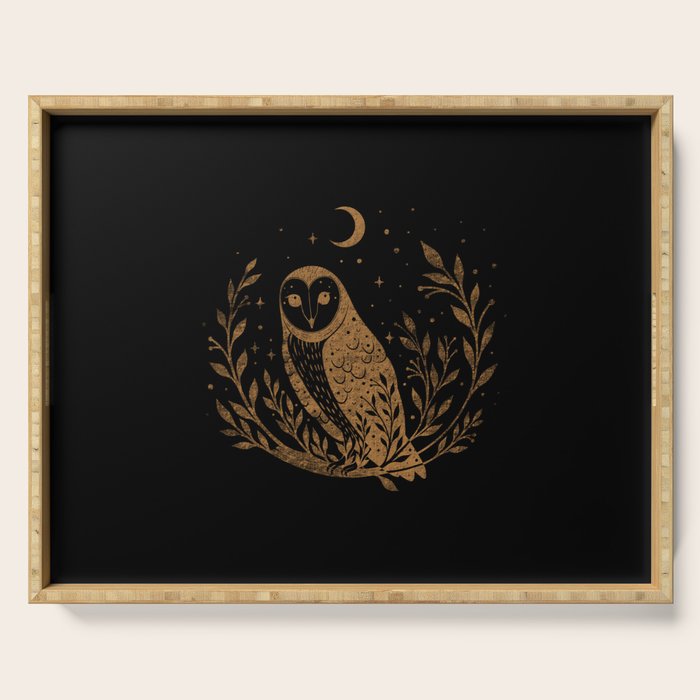 Owl Moon - Gold Serving Tray Gallery Image 1