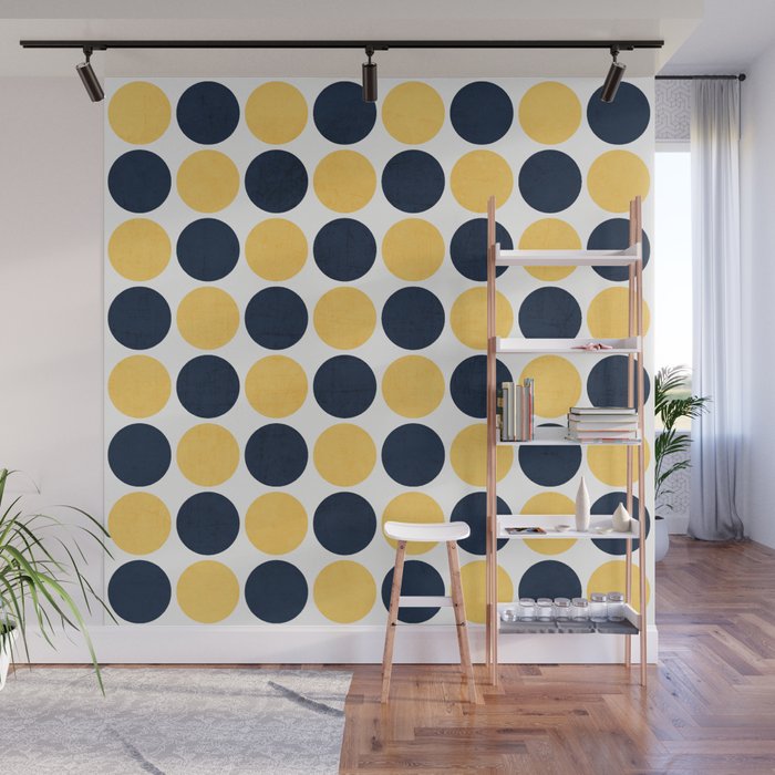 navy and yellow dots Wall Mural Gallery Image 1