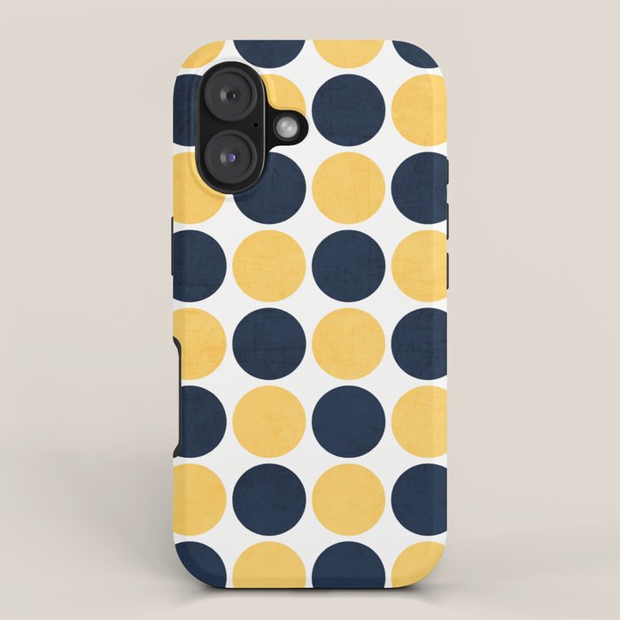 navy and yellow dots iPhone Case Gallery Image 1