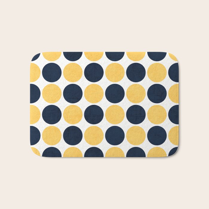 navy and yellow dots Bath Mat Gallery Image 1