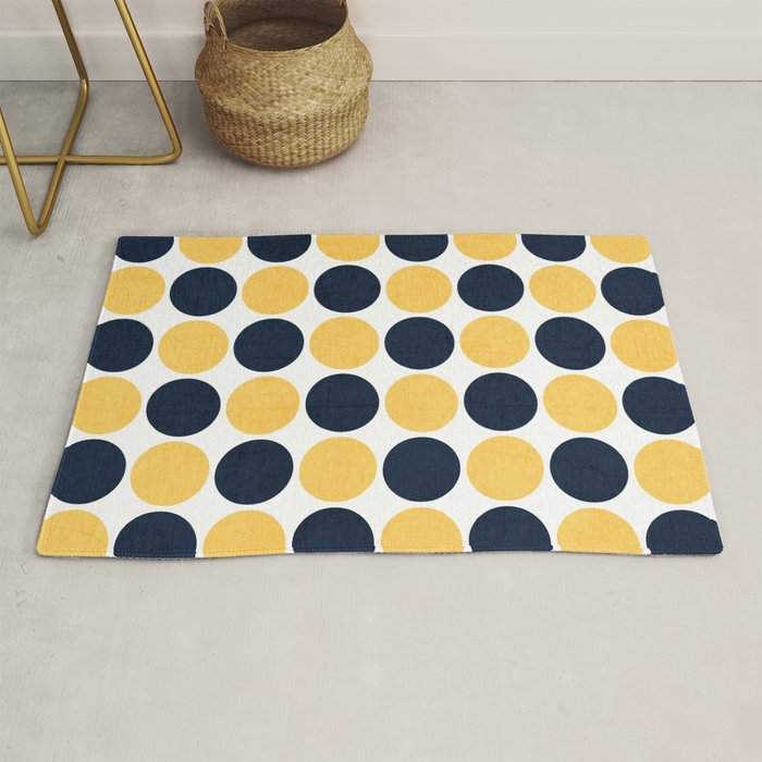 navy and yellow dots Rug Gallery Image 1
