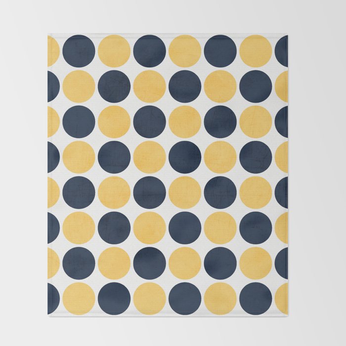 navy and yellow dots Throw Blanket Gallery Image 2