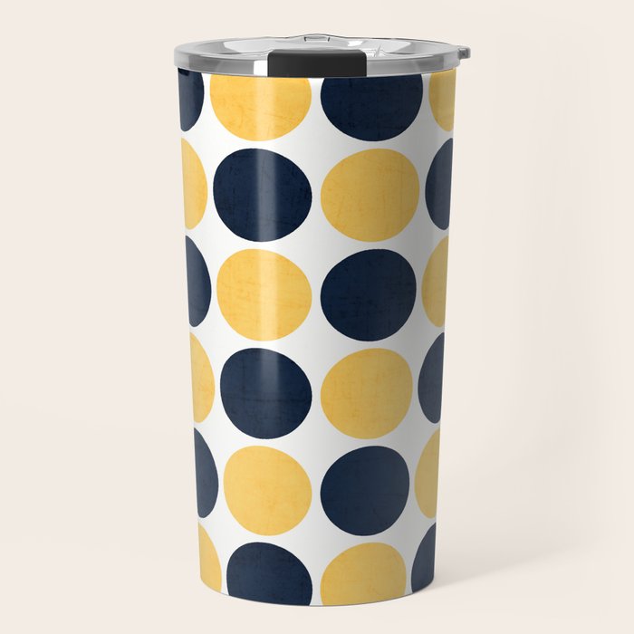 navy and yellow dots Travel Mug Gallery Image 1