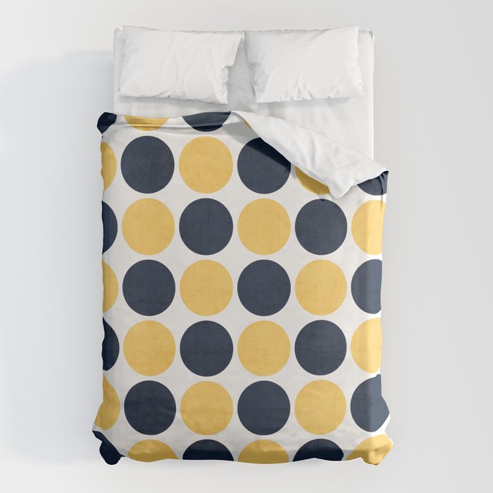 navy and yellow dots Duvet Cover Gallery Image 1