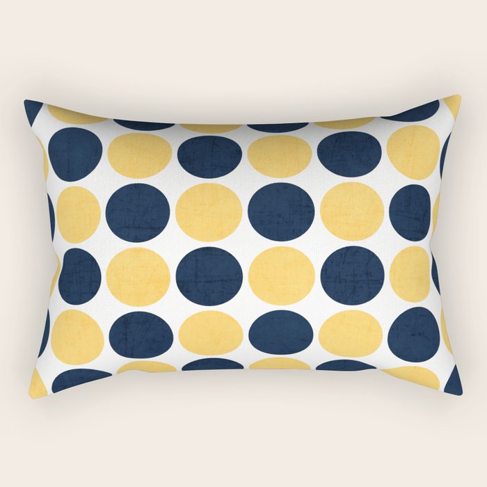 navy and yellow dots Rectangular Pillow Gallery Image 2
