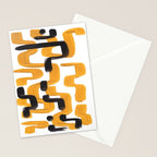 Mid Century Abstract Black & Yellow Fun Pattern 70's Mustard Ripples Lines Retro Style Stationery Card Gallery Image 2
