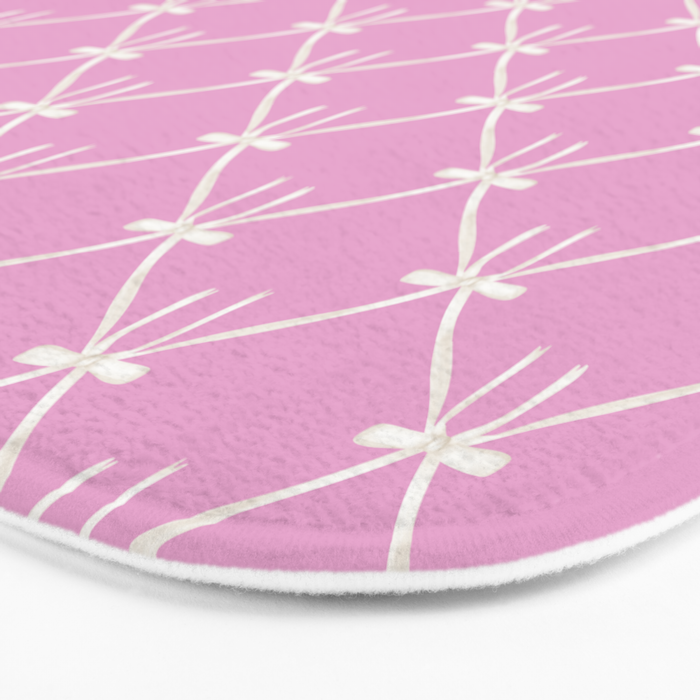 Bows & Ribbons Pattern LIII Y2K Fuchsia Pink Bath Mat Gallery Image 3