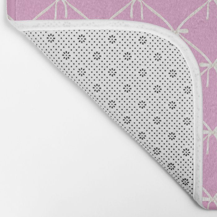 Bows & Ribbons Pattern LIII Y2K Fuchsia Pink Bath Mat Gallery Image 2