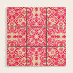 Hot Pink & Soft Cream Folk Art Pattern Wood Wall Art Gallery Image 1
