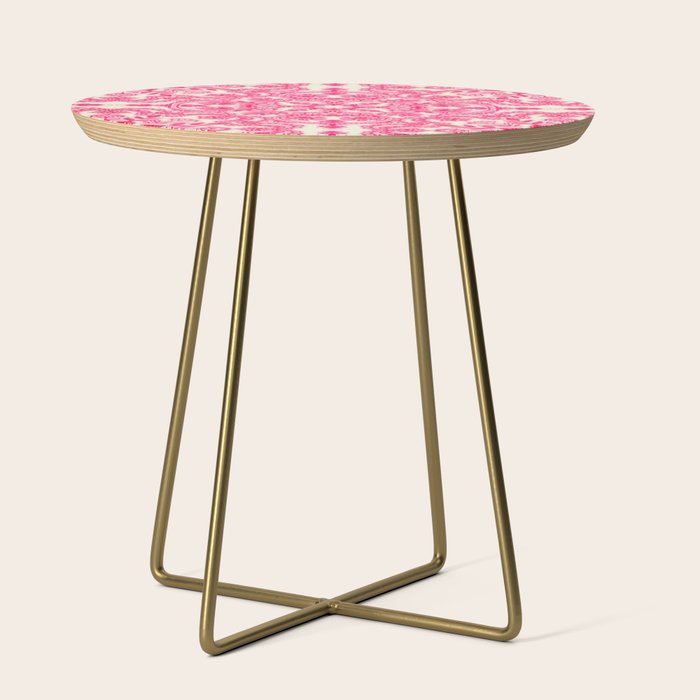 Hot Pink & Soft Cream Folk Art Pattern Side Table Gallery Image 1