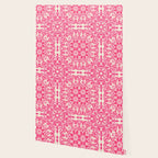 Hot Pink & Soft Cream Folk Art Pattern Wallpaper Gallery Image 2