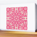 Hot Pink & Soft Cream Folk Art Pattern Wall Mural Gallery Image 2