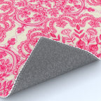 Hot Pink & Soft Cream Folk Art Pattern Rug Gallery Image 4