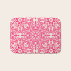 Hot Pink & Soft Cream Folk Art Pattern Bath Mat Gallery Image 1