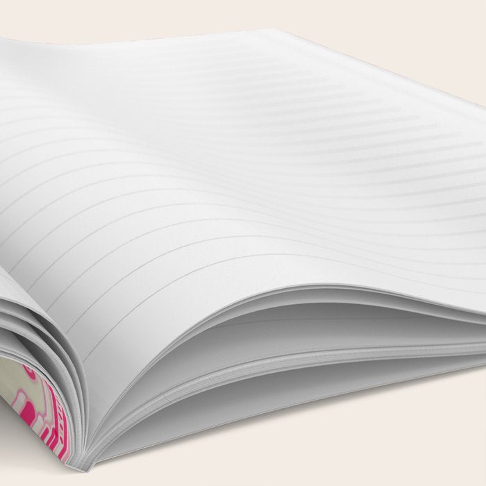 Hot Pink & Soft Cream Folk Art Pattern Notebook Gallery Image 2