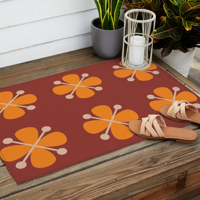 Retro Floral Burst Outdoor Rug Gallery Image 2