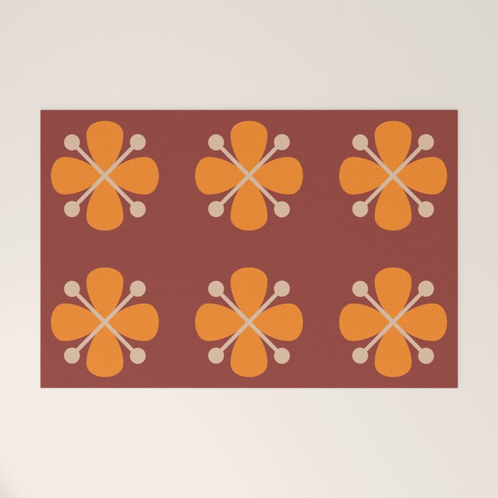Retro Floral Burst Welcome Mat Gallery Image 1
