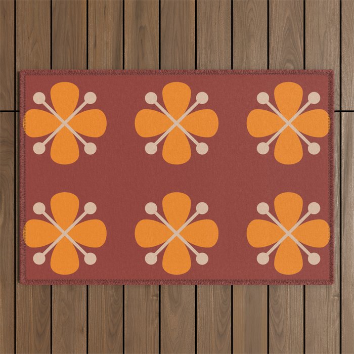 Retro Floral Burst Outdoor Rug Gallery Image 1