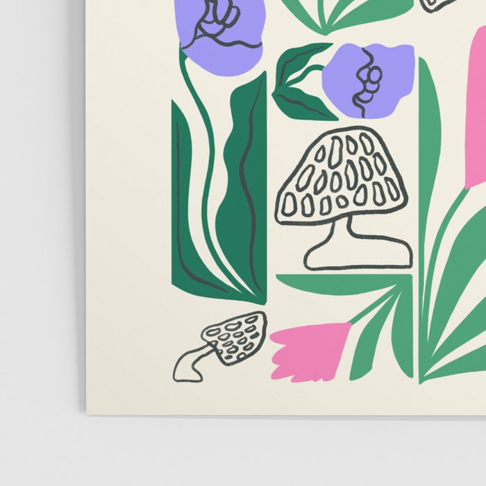 Spring Morels and Flowers Pattern Poster Gallery Image 3