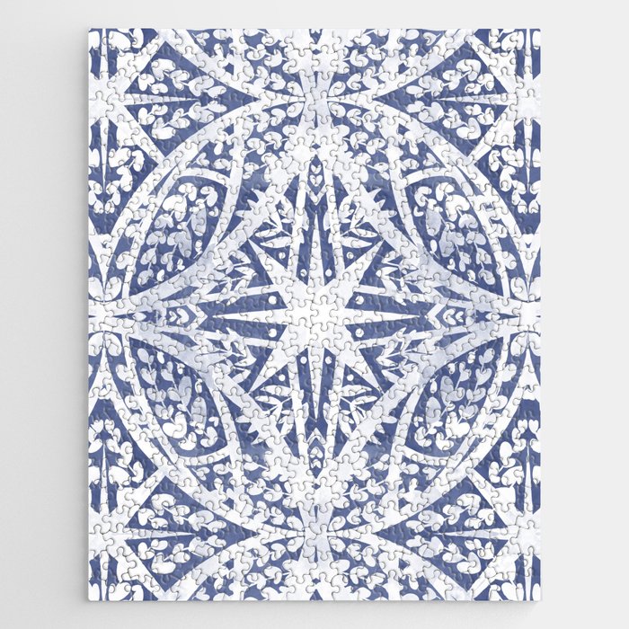 Leaves indigo fantasy tiled 4 Jigsaw Puzzle Gallery Image 1