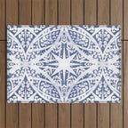 Leaves indigo fantasy tiled 4 Outdoor Rug Gallery Image 1