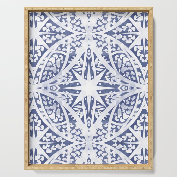 Leaves indigo fantasy tiled 4 Serving Tray Gallery Image 1