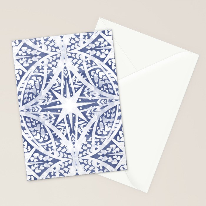 Leaves indigo fantasy tiled 4 Stationery Card Gallery Image 2