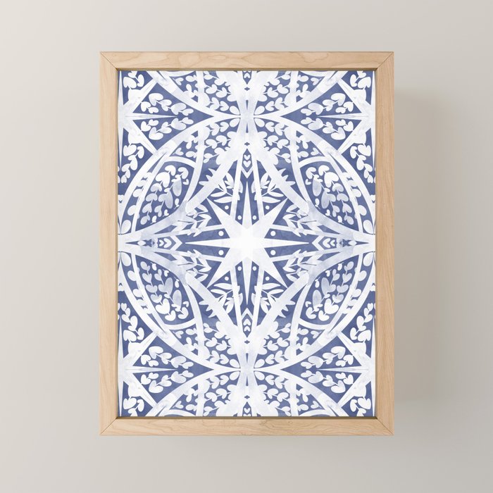 Leaves indigo fantasy tiled 4 Mini Art Print Gallery Image 1
