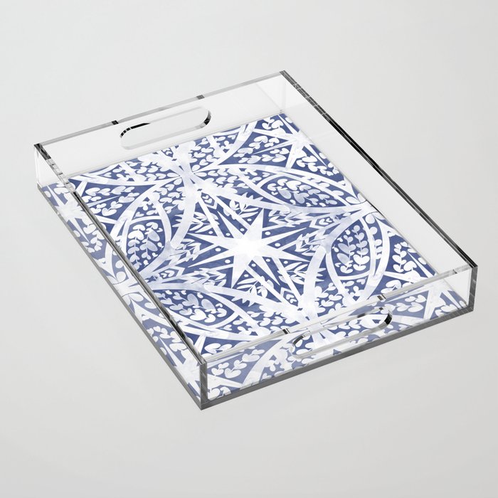 Leaves indigo fantasy tiled 4 Acrylic Tray Gallery Image 1