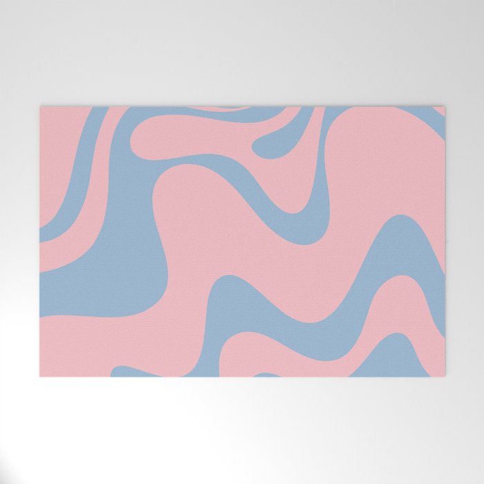 Pastel Pink and Light Blue Retro Liquid Swirl Abstract 2 Welcome Mat Gallery Image 1