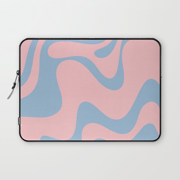 Pastel Pink and Light Blue Retro Liquid Swirl Abstract 2 Laptop Sleeve Gallery Image 1