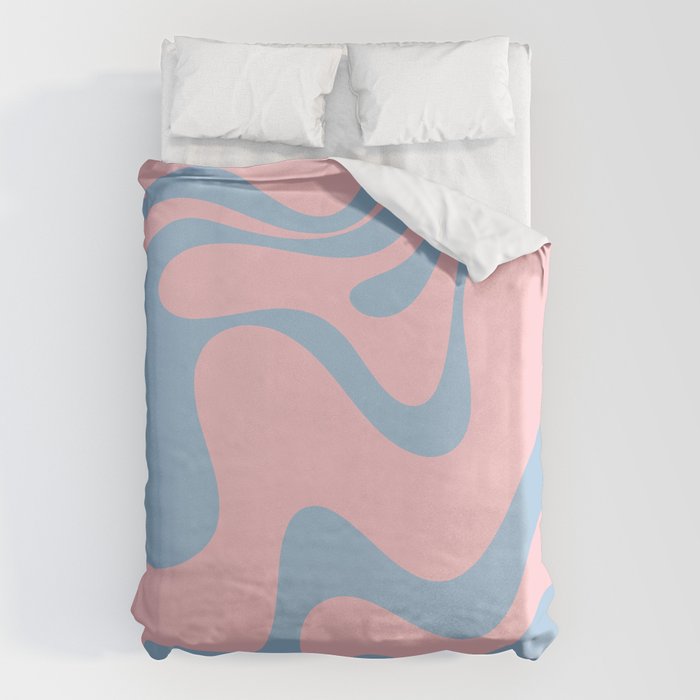 Pastel Pink and Light Blue Retro Liquid Swirl Abstract 2 Duvet Cover Gallery Image 1