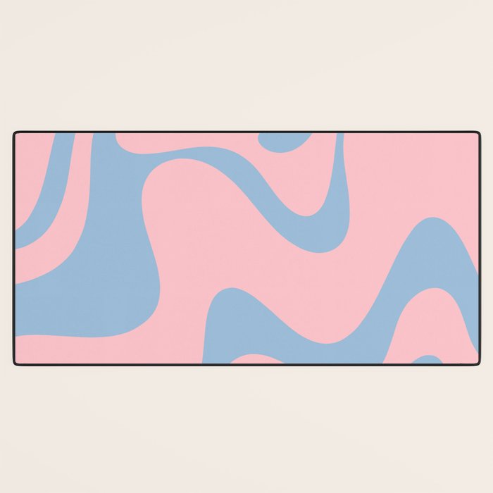 Pastel Pink and Light Blue Retro Liquid Swirl Abstract 2 Desk Mat Gallery Image 3