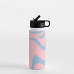 Pastel Pink and Light Blue Retro Liquid Swirl Abstract 2 Water Bottle Gallery Image 1