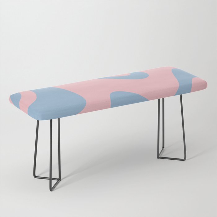 Pastel Pink and Light Blue Retro Liquid Swirl Abstract 2 Bench Gallery Image 1