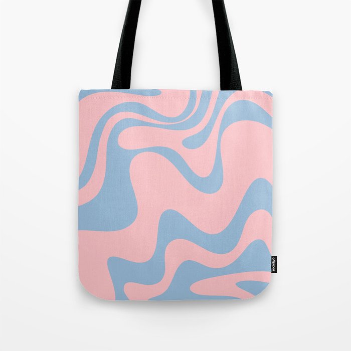 Pastel Pink and Light Blue Retro Liquid Swirl Abstract 2 Tote Bag Gallery Image 1