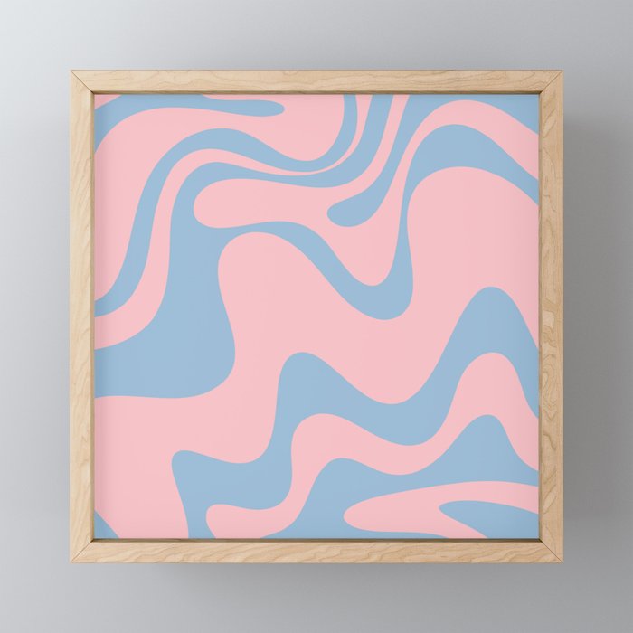 Pastel Pink and Light Blue Retro Liquid Swirl Abstract 2 Mini Art Print Gallery Image 1