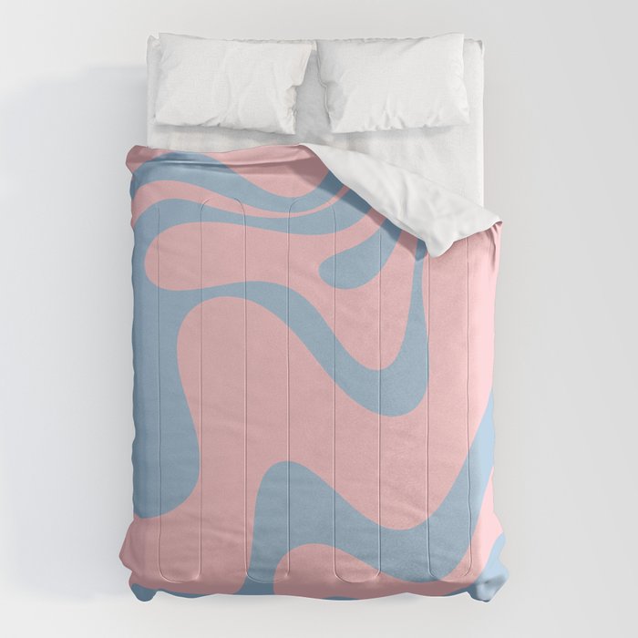 Pastel Pink and Light Blue Retro Liquid Swirl Abstract 2 Comforter Gallery Image 6