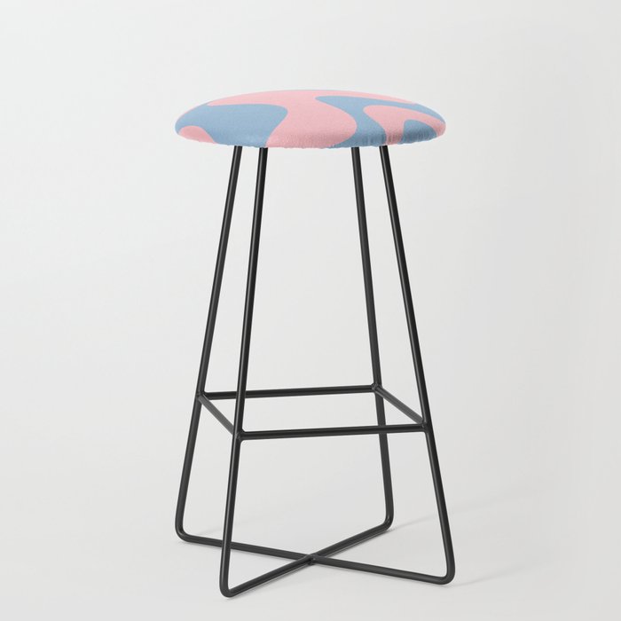 Pastel Pink and Light Blue Retro Liquid Swirl Abstract 2 Stool Gallery Image 1