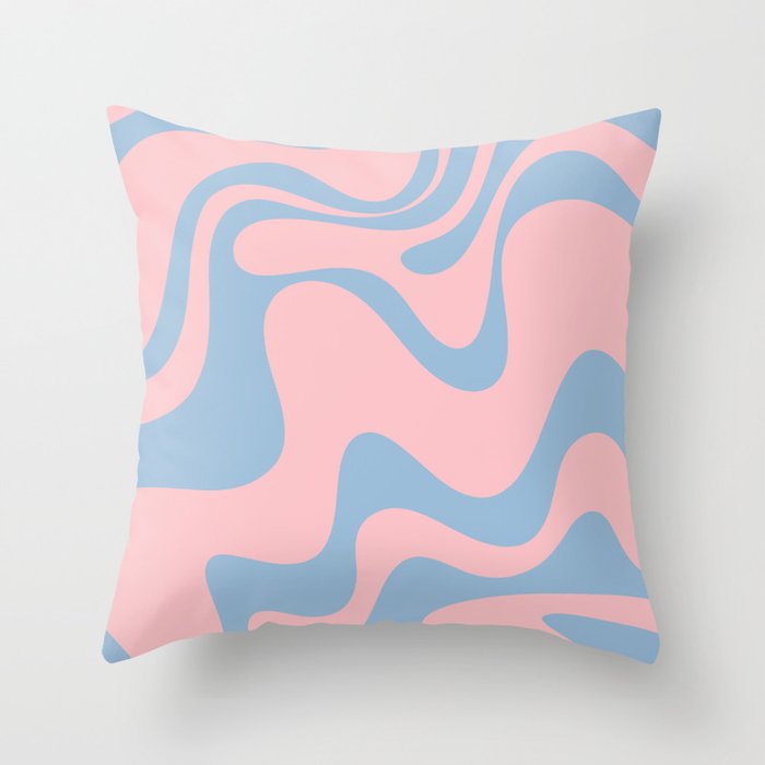 Pastel Pink and Light Blue Retro Liquid Swirl Abstract 2 Throw Pillow Gallery Image 1