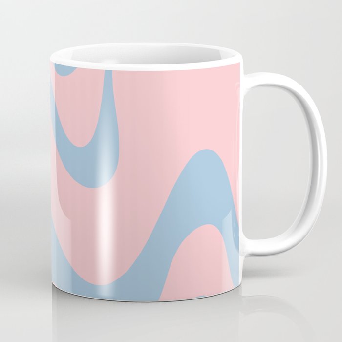 Pastel Pink and Light Blue Retro Liquid Swirl Abstract 2 Coffee Mug Gallery Image 1