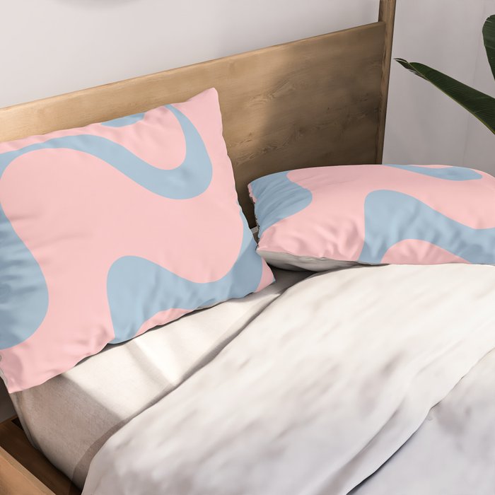 Pastel Pink and Light Blue Retro Liquid Swirl Abstract 2 Pillow Sham Gallery Image 2