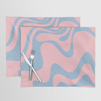 Pastel Pink and Light Blue Retro Liquid Swirl Abstract 2 Placemat Gallery Image 1