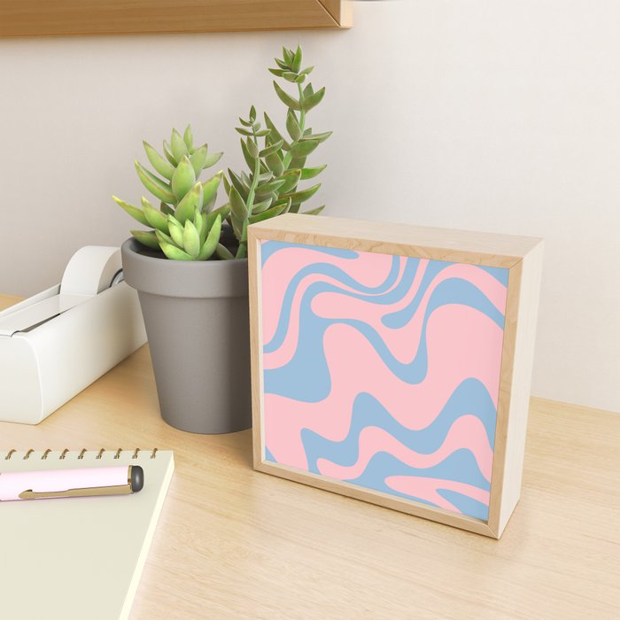 Pastel Pink and Light Blue Retro Liquid Swirl Abstract 2 Mini Art Print Gallery Image 2