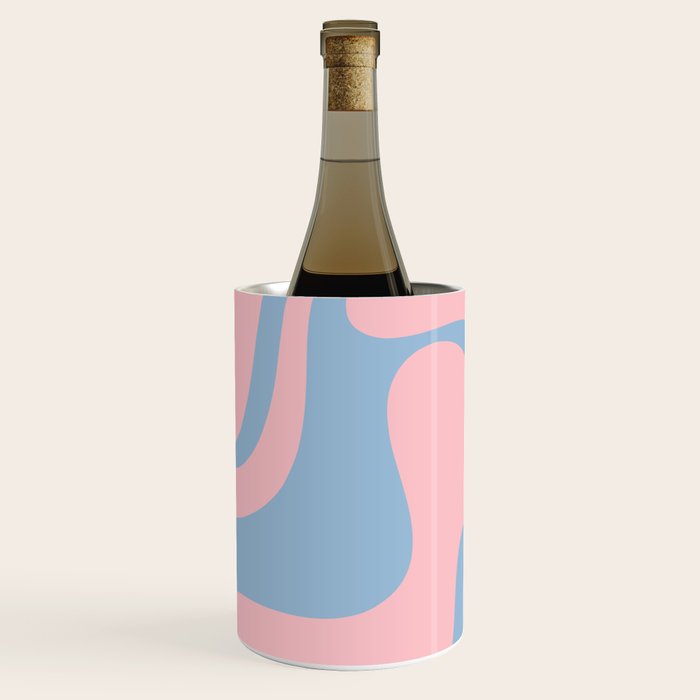 Pastel Pink and Light Blue Retro Liquid Swirl Abstract 2 Wine Chiller Gallery Image 2
