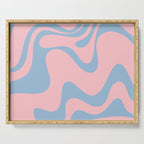 Pastel Pink and Light Blue Retro Liquid Swirl Abstract 2 Serving Tray Gallery Image 1