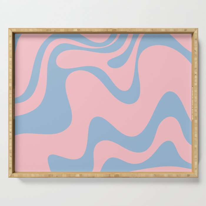 Pastel Pink and Light Blue Retro Liquid Swirl Abstract 2 Serving Tray Gallery Image 1